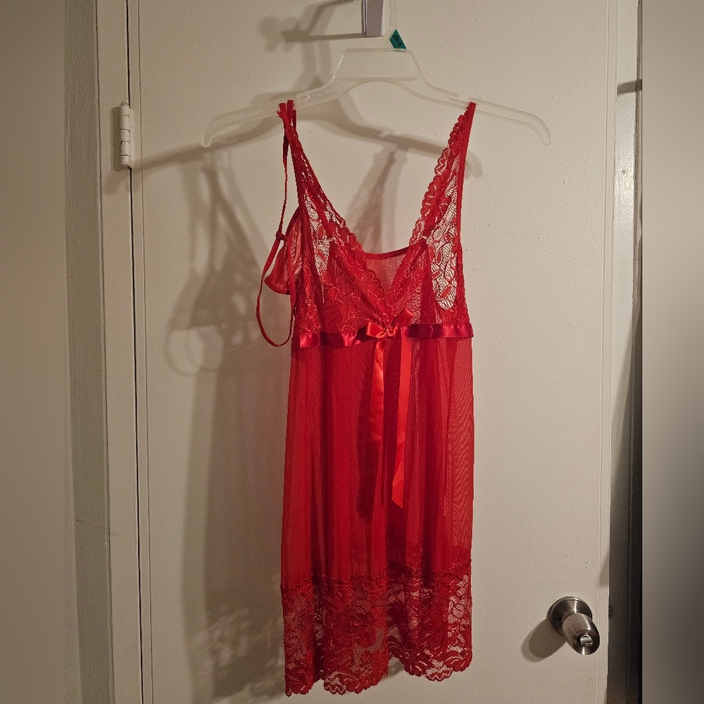 Pure Romance Red Lace Babydoll Chemise NWOT